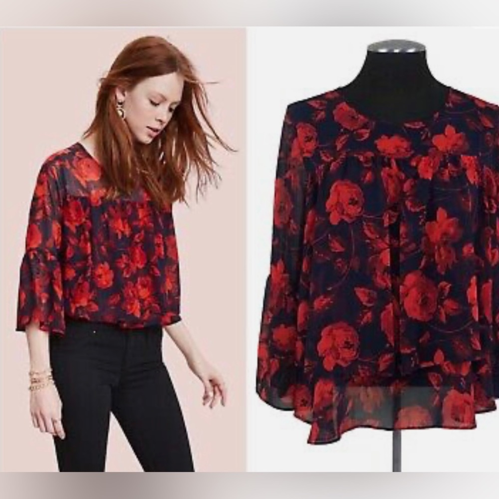 A New Day rose floral print blouse